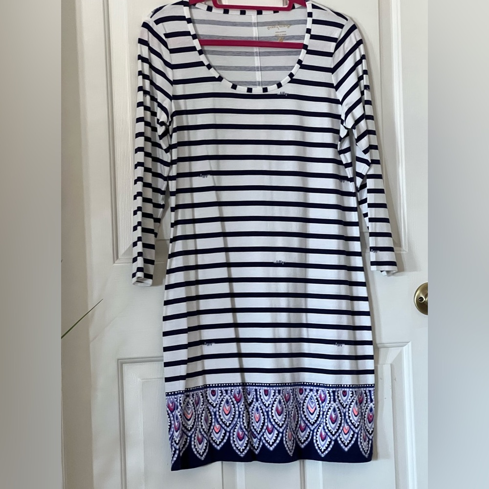 EEUC Marlowe Dress Medium in Serene Stripe Engineered